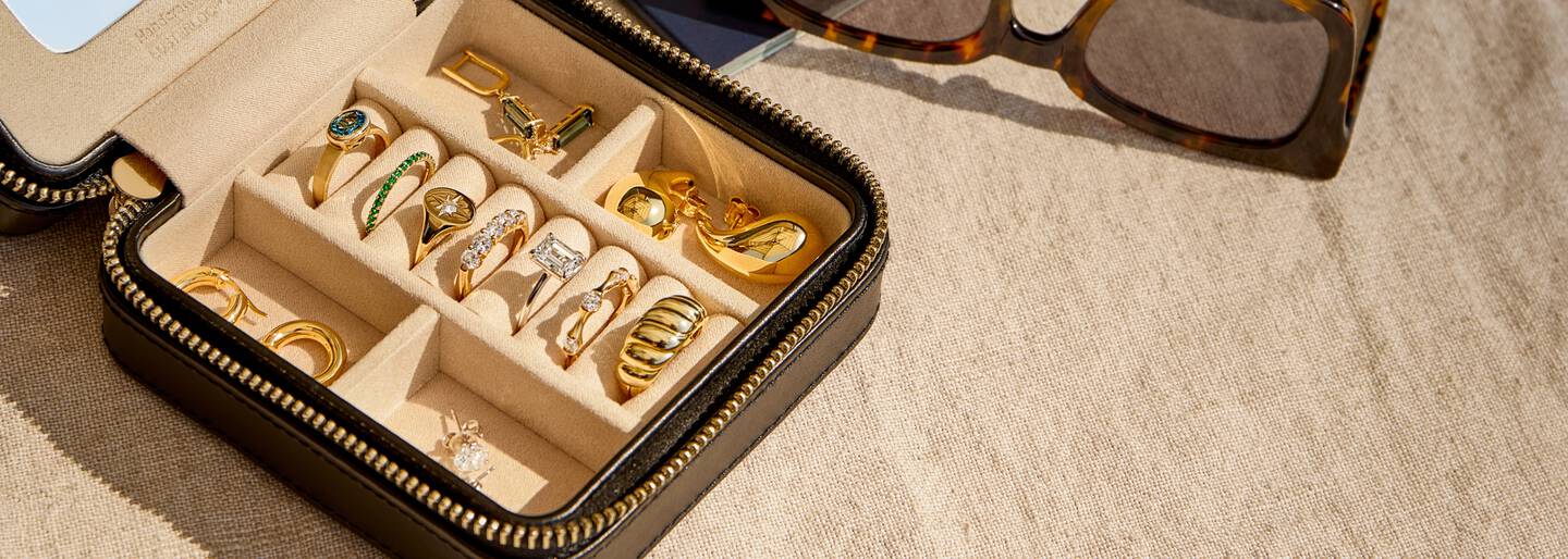 Jewelry laying in travel case